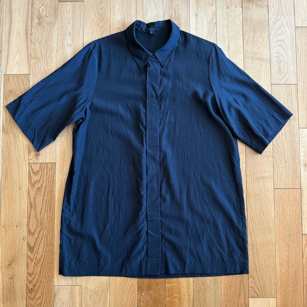 COS Navy Button Down Shirt